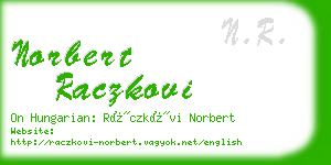 norbert raczkovi business card